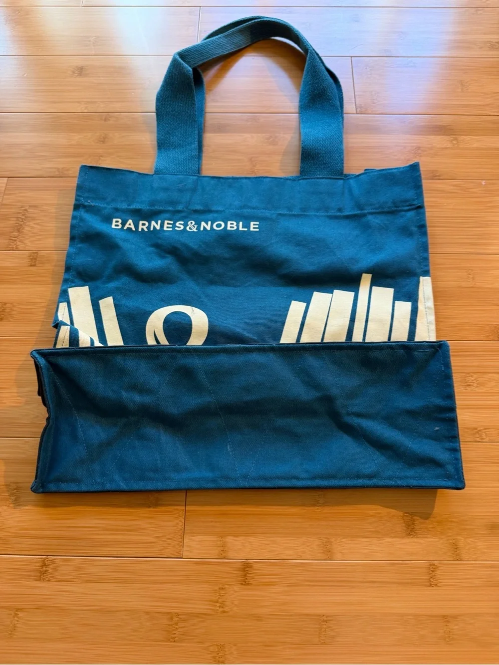 Barnes & Noble Blue Canvas Tote with interior pockets